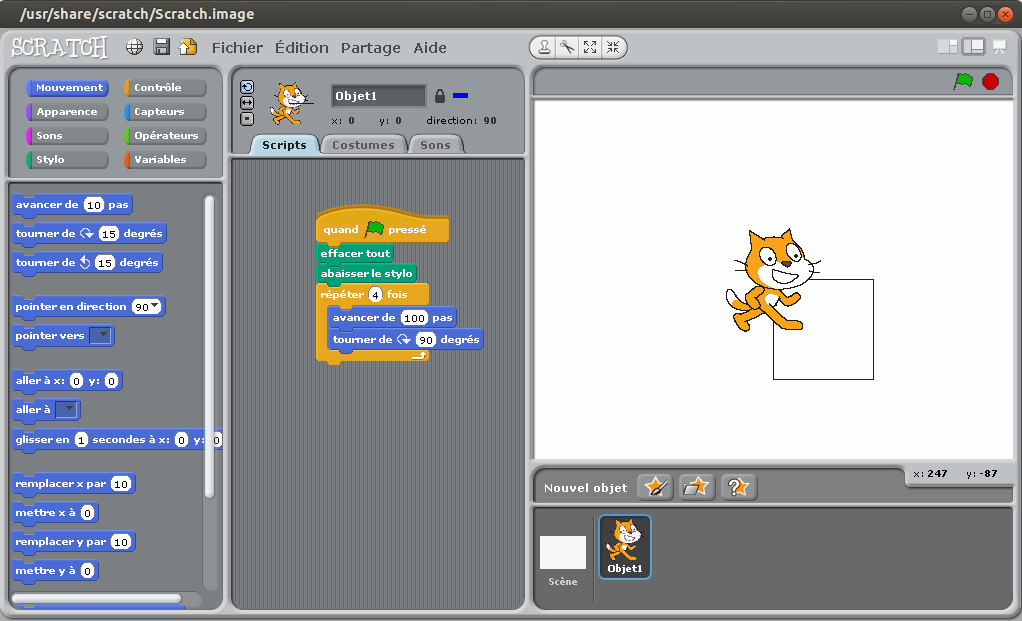 Capture d'écran de Scratch